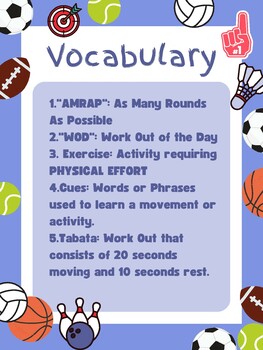 Preview of Physical Education Vocabulary Poster