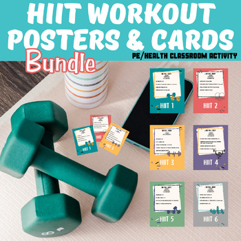 Preview of Physical Education & Weights Class Posters + Cards: HIIT Workout Bundle