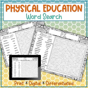 Preview of Physical Education Word Search Puzzle Activity