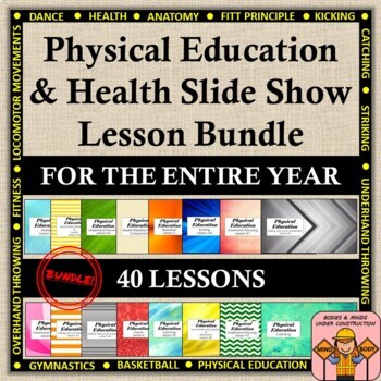 Preview of Physical Education and Health Slide Show Lesson Bundle - 40 lessons (K-5)
