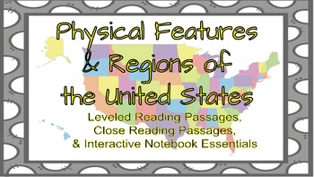 Preview of Physical Features&Regions of the U.S. Leveled Reading Passages&Interactive NB
