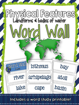 Preview of Geography: Landforms and Bodies of Water Word Wall and Vocabulary Builder