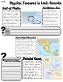 Physical Features of Latin America Worksheet - Reading / C