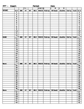 Physical Fitness Test Template by Meredith Day | TpT