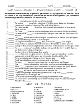 Preview of Physical Fitness and PE - Matching Worksheet - Form 8