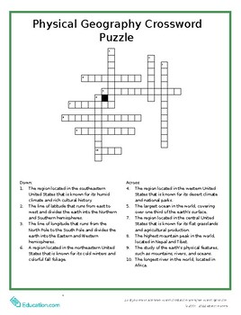 Preview of Physical Geography Crossword Puzzle!