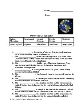 essay questions for physical geography