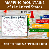 Physical Geography of the United States Mapping Activity: 
