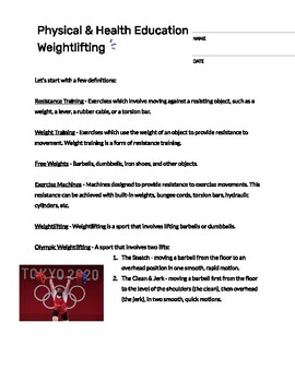 Preview of Physical & Health Education: Weightlifting