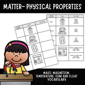 Preview of PHYSICAL PROPERTIES: Sink/Float, Mass, Magnets and Temperature Vocabulary