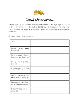 Preview of Physical Properties of Gourds (A Science/Writing Activity)