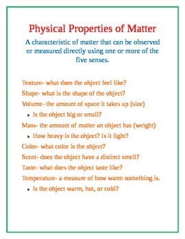 Physical Properties of Matter by 4th Grade Reader | TpT