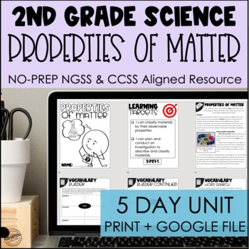Preview of Physical Properties of Matter | 2nd Grade Science NGSS | Print + Google 2-PS1-1
