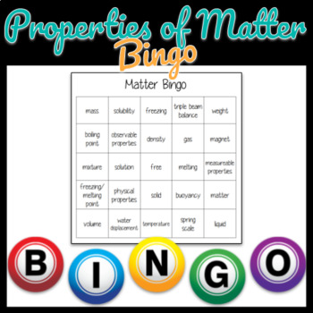 Preview of Physical Properties of Matter Bingo