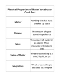 Physical Properties of Matter Card Sort | Science Card Sort |