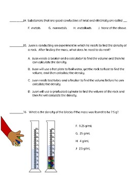 Physical Properties of Matter Quiz, Test, or Worksheet by Jodi's Jewels