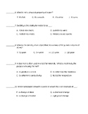 Physical Properties of Matter Quiz, Test, or Worksheet