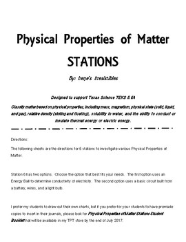 Preview of Physical Properties of Matter Stations Science TEKS 5.5A