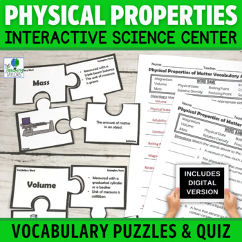 Preview of Physical Properties of Matter Vocabulary Puzzle Activities | Print and Digital