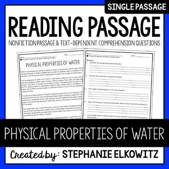 Preview of Physical Properties of Water Reading Passage | Printable & Digital