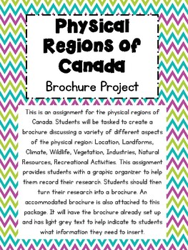 Preview of Physical Regions of Canada- Brochure Assignment
