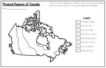 Physical Regions Of Canada Map Physical Regions Of Canada Map By Monsieur Jeff's Class | Tpt