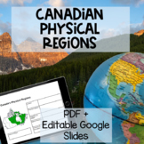 Physical Regions of Canada Map Templates DIGITAL and Printable