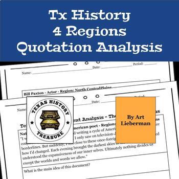 Preview of Physical Regions of Texas Quotations Analysis | 7th Grade | DBQ