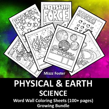 Preview of Physical Science 130+ Word Wall Coloring Sheets, Chemistry, Physics & Earth Sci.