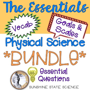 Preview of Goals & Scales, Essential Questions & Vocabulary PHYSICAL SCIENCE BUNDLE