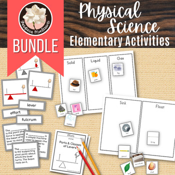 Preview of Physical Science Cards BUNDLE - Montessori Levers and States of Matter