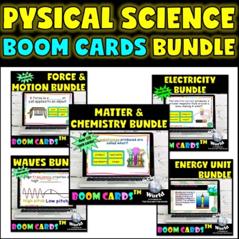 Preview of Physical Science Boom Cards Bundle | Matter, Energy, Waves, Force, Electricity