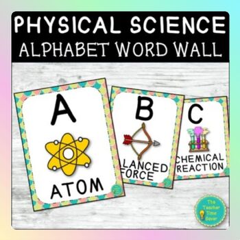 Preview of Physical Science Vocabulary Alphabet Word Wall- Science Classroom Bulletin Board