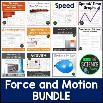 Preview of Force and Motion - Worksheets & Activities:  Forces, Speed and Newton's Laws