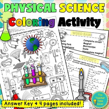 Preview of Physical Science Coloring Activity Sub Plan Printable Review