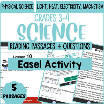 Preview of Physical Science Comprehension Light Heat Electricity Magnetism Easel Activity