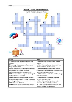 Preview of Physical Science - Crossword Puzzle Worksheet Activity (Printable)