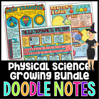 Preview of Physical Science Doodle Notes Growing Bundle | Science Doodle Notes