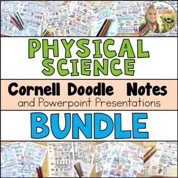 Preview of Physical Science Doodle Notes Matter Energy Atoms Reactions Waves Motion Forces