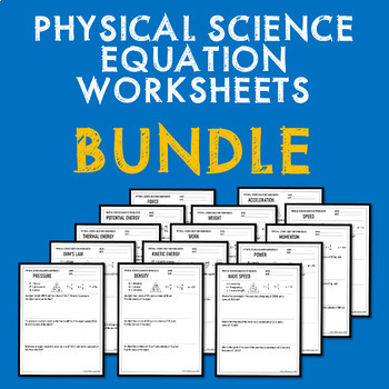 Preview of Physical Science Equation Worksheets Bundle