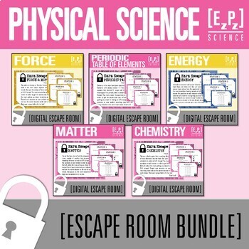 Preview of Physical Science Escape Room Activity Bundle | Science Review Game