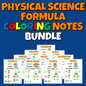 Preview of Physical Science Formula Coloring Notes Bundle