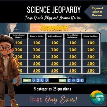 Preview of Physical Science Jeopardy Game / 1st & 2nd Grade Science Review Game / Gameshow