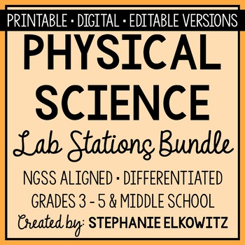 Preview of Physical Science Lab Stations Bundle | Printable, Digital & Editable