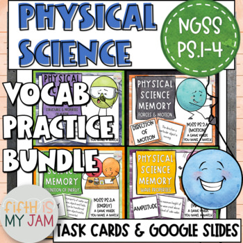 Preview of Physical Science Memory Vocabulary Task Cards BUNDLE | Digital Included
