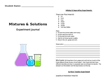 Preview of Physical Science - Mixture and Solution Lab Book