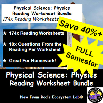 Preview of Physical Science: Physics Half Complete Reading Worksheet Bundle **Editable**