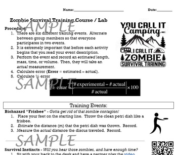 Preview of Physical Science / Physics Measurement - Zombie Themed Activity