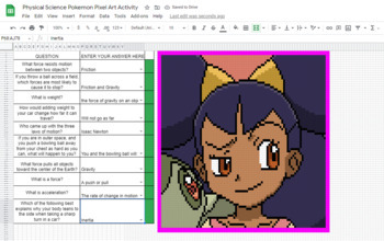 Preview of Physical Science Pokemon Anime Pixel Art Activity