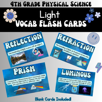 Preview of Physical Science Printable Vocabulary Flash Cards: Light Waves/Processing Light